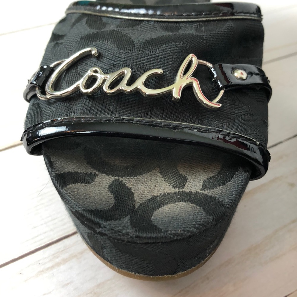 Coach Carissa Black Op Art Platform Wedge Slides